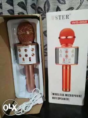 Brown And White Wster WS-858 Wireless Microphone With Box
