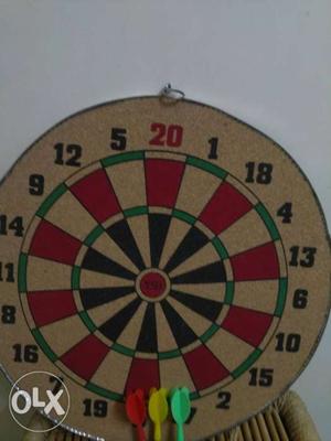 Brown, Red, And Green Cork Dartboard