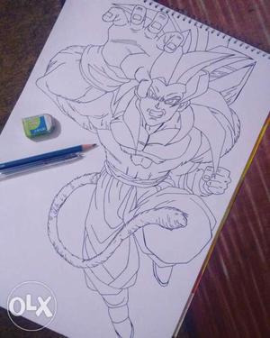 Drawn Goku The SUPER SAIYAN 4. uncolored which