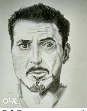 Pencil sketch of Robert Downey Jr (a.k.a Tony