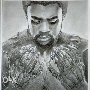 Realistic sketch of black panther