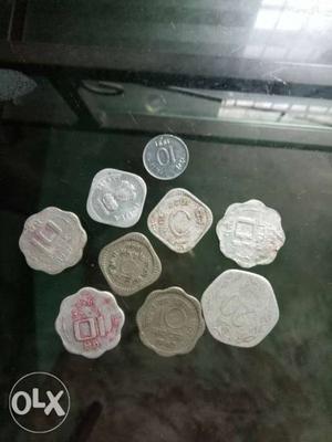 Silver-colored Indian Paise Coin Collection