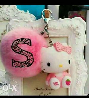 White And Pink Hello Kitty Keychain