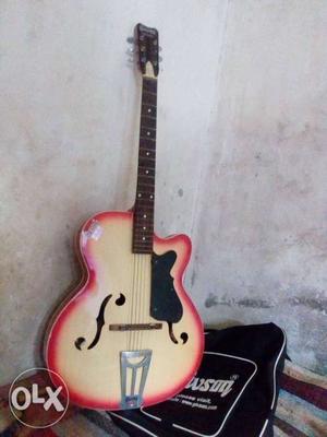 White And Red Jazz Guitar