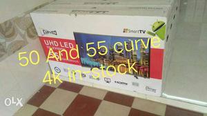 55'' Curved UHD LED Smart TV Box With Text Overlay