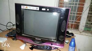 Black Philips CRT TV With Remote