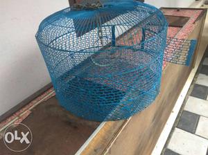 Cylindrical Blue Metal Pet Cage