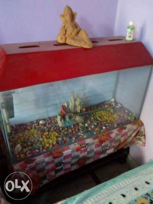 Fish aquarium with color stones, Water heater,
