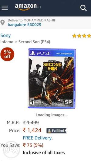 Infamous second son for ps4 in mint condition