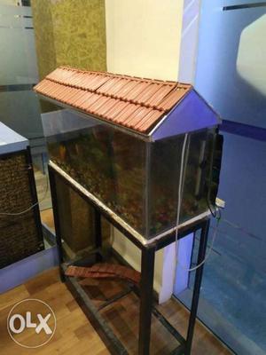 Rectangular Black And Brown Framed Fish Tank