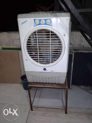 White, Gray, And Blue Portable Air Cooler