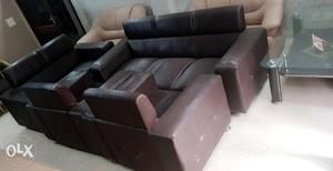 Black And Brown Leather Sofa Set