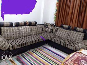 Black And White Striped Sofa Set