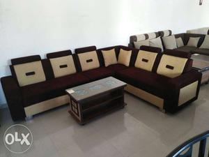 Black And White Wooden Sectional Couch