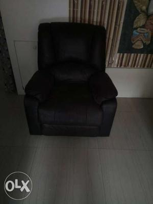 Black Fabric Sofa Chair With Ottoman