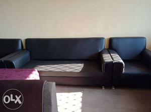 Black Leather 3x1x1 -seat Sofa