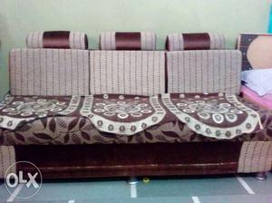 Brown And White Floral Couch