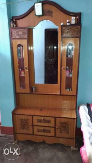 Brown Wooden Cabinet With Drawer And Mirror