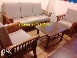 Full teak wood sofa set only seat and back is cushion 5 year