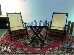 Pair of old Royal chair foldable with khadi cloth