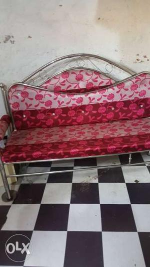 Red And White Floral Sofa