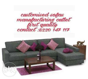 Single colour couch and multi colour sofa