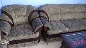  Sofa Set with Center Table and 2 Puffy