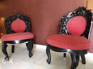 Two Red Antique chairs