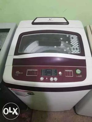 White And Maroon Top-load Washing Machine