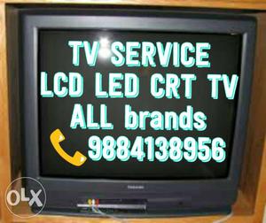 Black CRT TV With Text Overlay