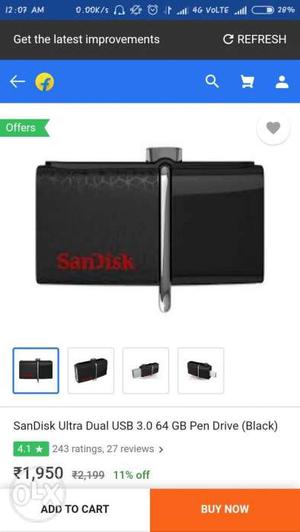 Black SanDisk Ultra Dual USB 64 GB Pen Drive Screenshot