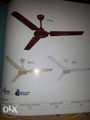 Brown 3-blade Ceiling Fan Catalog Page