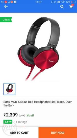 Red Sony MDR-XB450 Headphones Screenshot