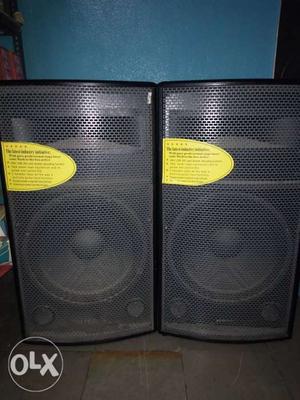Two Black PA Speakers With Enclosure for Rent