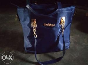 Blue And Black Leather Tote Bag