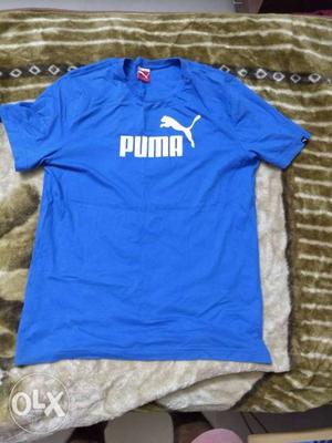 Blue And White Puma Crew-neck T-shirt