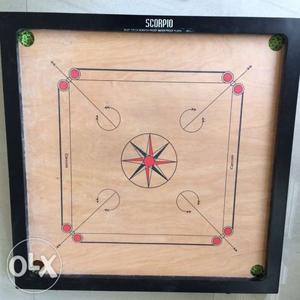 Brown And Black Scorpio Wooden Carrom Board