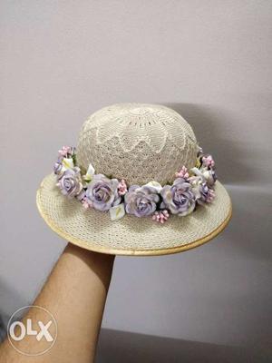 Brown And Purple Floral Hat
