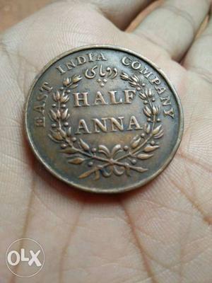 Copper coin  HALF ANNA
