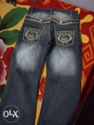 Gray Stonewashed Denim Jeans