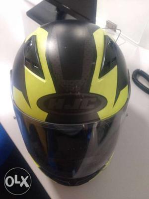 Green And Black HJC Full-face Helmet with Chin Guard