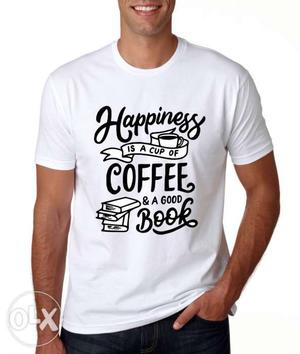 Happy coffe and book cotton tshirt