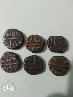 Mughal antique coins 450 years old 500 fr 6 coins