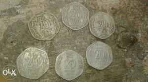 Old coins 20 paisa 5 paisa