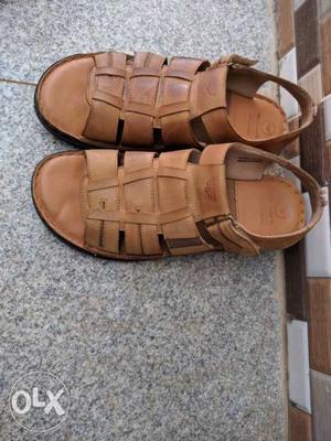 Pair Of Brown Leather Work slippers