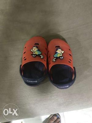 Pair Of Toddler's Orange-and-black Sandals