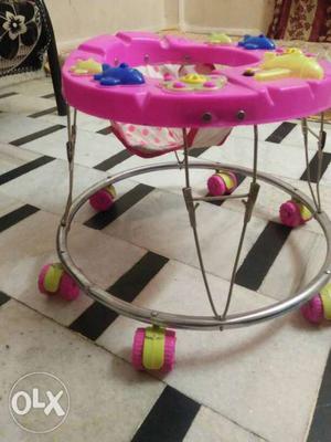 Pink color baby walker 2 month use only verry