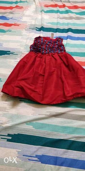 Red Party wear frock ages 5-6 years