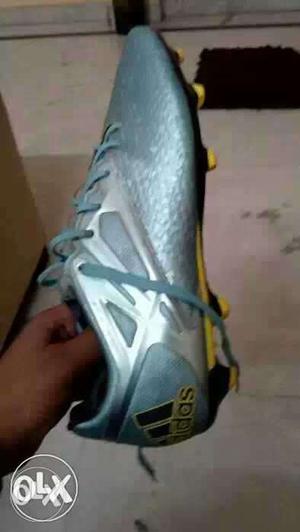 Silver-gray-black-and-yellow Adidas Cleats