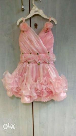 Size 18 for 2 year old girl pink satin frock